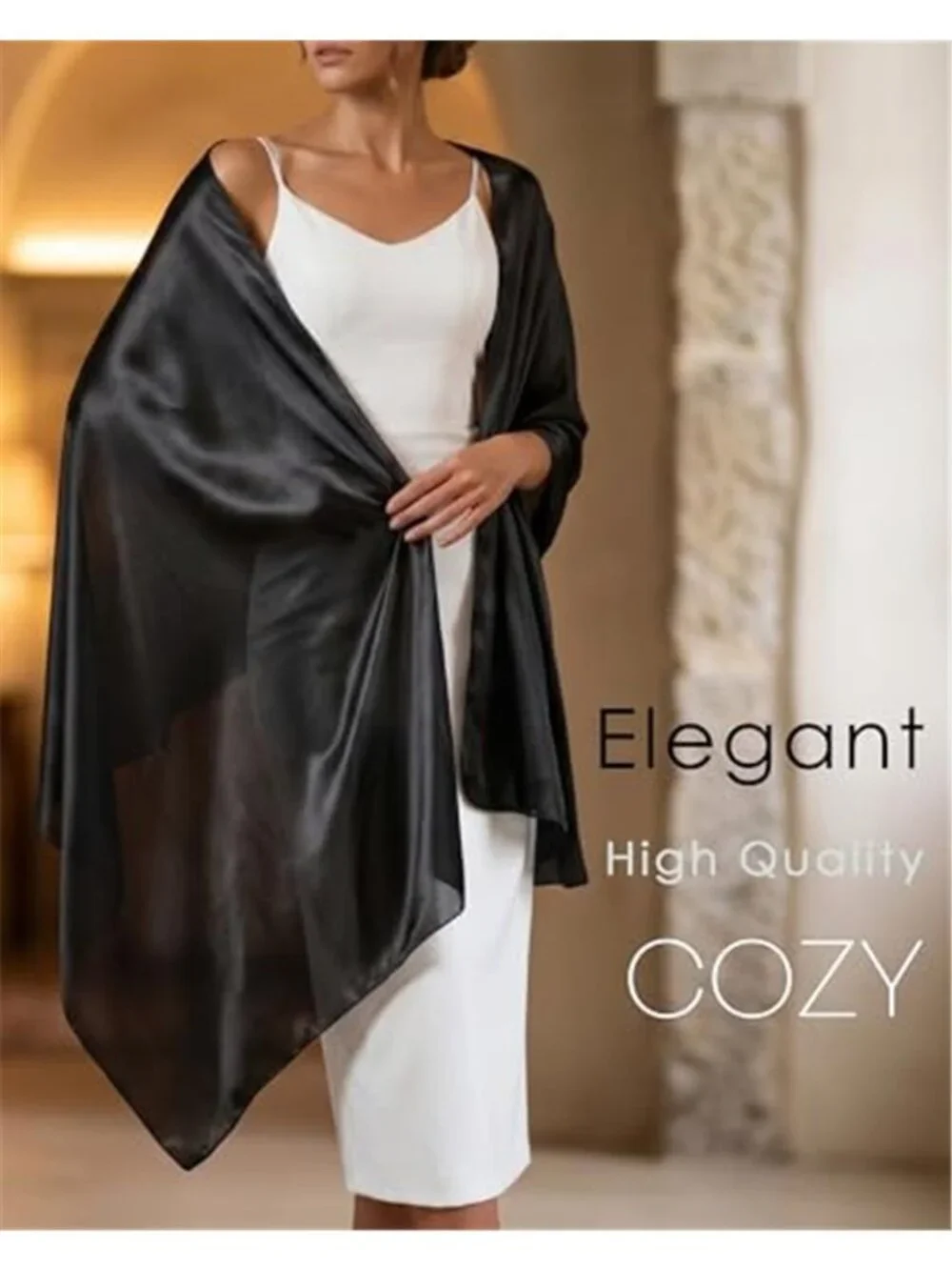 Satin Shawl Wraps for Women, Formal Evening Dress Scarf Cover Up